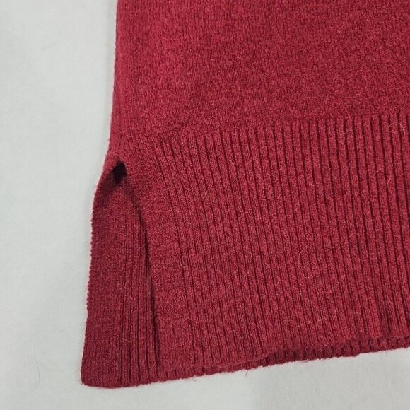J Crew Womens Turtleneck Sweater Medium Burgendy Alpaca Merino Wool Side Slit - Picture 3 of 11